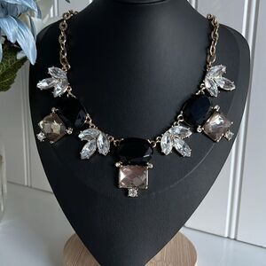 Black & Clear Rhinestone Necklace NWOT